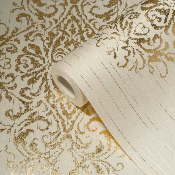 A.S. Création | Vliesová tapeta na stenu Luxury Wallpaper 31945-2 | 0,53 x 10,05 m | krémová, zlatá