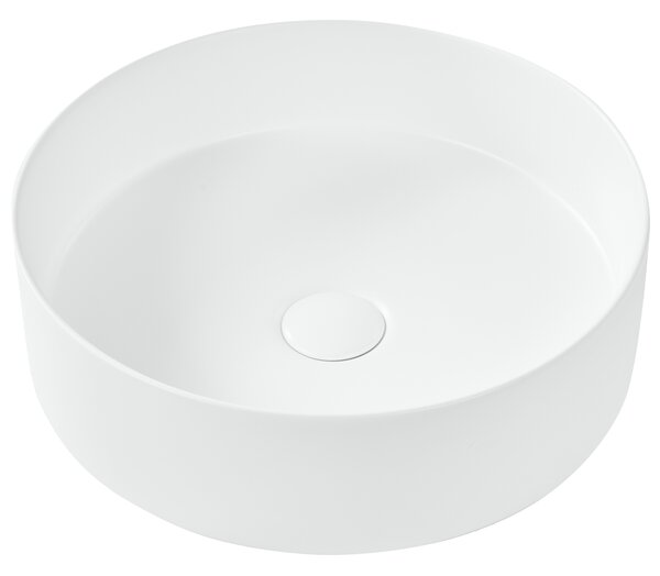 Kúpeľňové umývadlo na dosku biele keramické okrúhle ⌀ 36 cm moderný štýl kúpeľňa