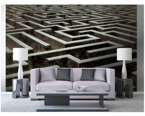 DIMEX | Vliesové fototapety na stenu 3D labyrint MS-5-0279 | 375 x 250 cm | hnedá, šedá