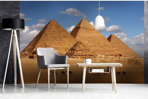 DIMEX | Vliesové fototapety na stenu Egyptská pyramída MS-5-0051 | 375 x 250 cm | modrá, biela, béžová