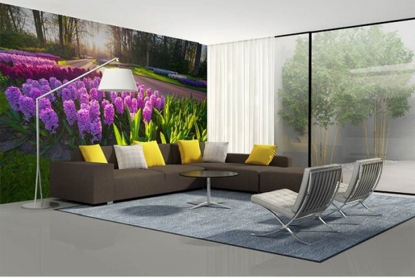 DIMEX | Vliesové fototapety na stenu Kvety hyacintu MS-5-0068 | 375 x 250 cm | fialová, zelená, viacfarebná