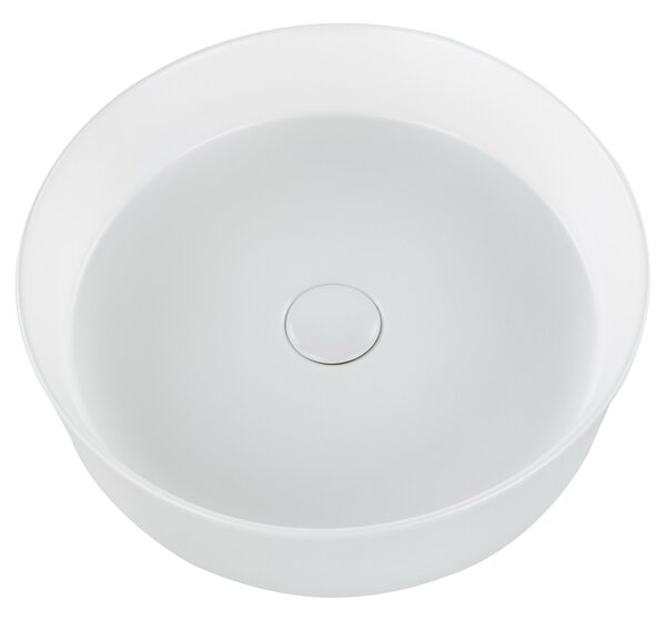 Kúpeľňové umývadlo na dosku biele keramické okrúhle ⌀ 36 cm moderný štýl kúpeľňa