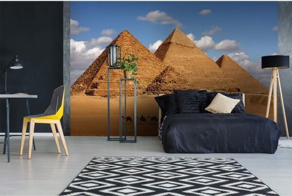DIMEX | Vliesové fototapety na stenu Egyptská pyramída MS-5-0051 | 375 x 250 cm | modrá, biela, béžová