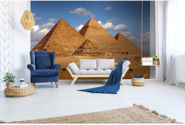 DIMEX | Vliesové fototapety na stenu Egyptská pyramída MS-5-0051 | 375 x 250 cm | modrá, biela, béžová