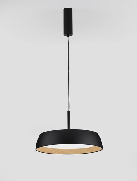 LED stmievateľný čierno-drevený dizajnový luster Sigi