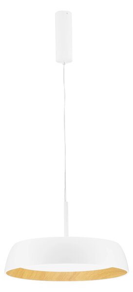 LED stmievateľný bielo-drevený moderný luster Sigi