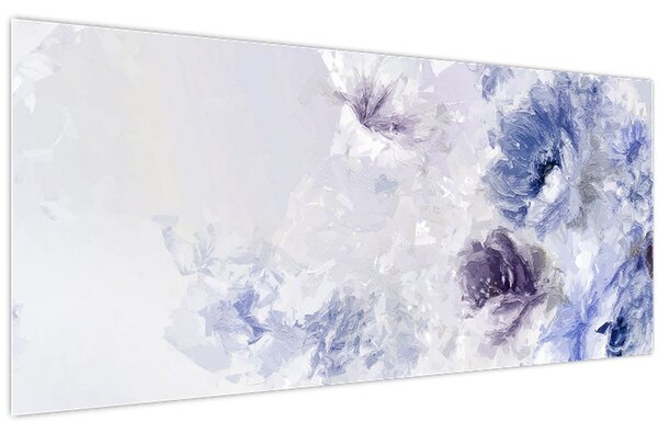 Obraz - Kvety, textúrovaná maľba (120x50 cm)