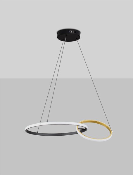 LED stmievateľný čierno-zlatý dizajnový luster Imar
