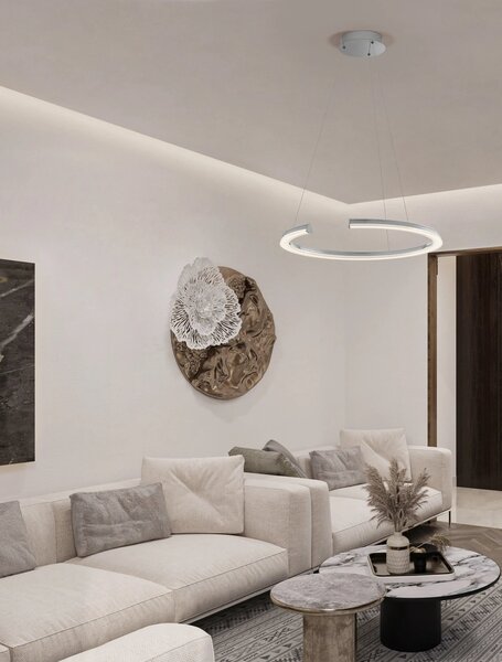 LED stmievateľný chrómový moderný luster Elmo – Sivá