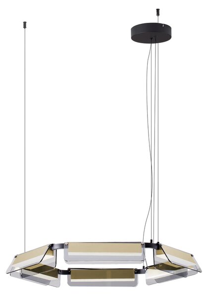 LED stmievateľný čierno-zlatý dizajnový luster Apnea 72 – 72 x 12,5 x 120 cm