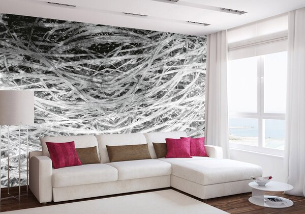 DIMEX | Vliesové fototapety na stenu Abstrakt seno II. MS-5-0382 | 375 x 250 cm | šedá, biela, čierna