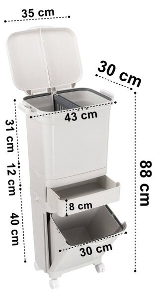 Odpadkový kôš NARDAN 42 l sivý