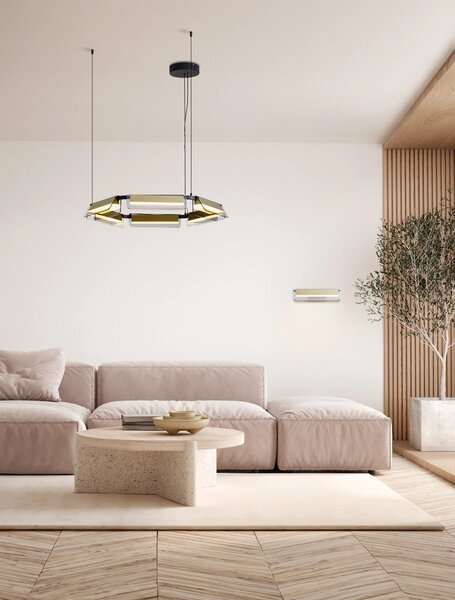 LED stmievateľný čierno-zlatý dizajnový luster Apnea 72 – 72 x 12,5 x 120 cm