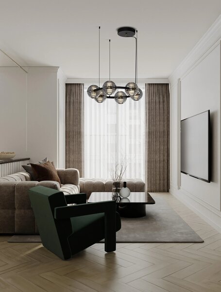 LED stmievateľný čierno-zlatý moderný luster Las 63 – 63 x 6,5 x 3 x 6,5 cm