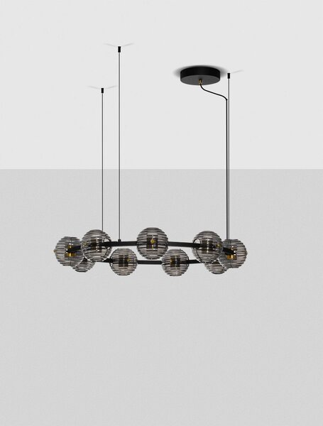 LED stmievateľný čierno-zlatý moderný luster Las 91 – 91 cm