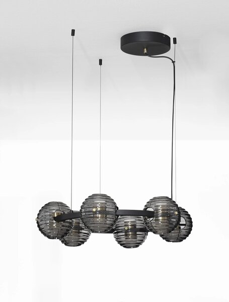 LED stmievateľný čierno-zlatý moderný luster Las 63 – 63 x 6,5 x 3 x 6,5 cm