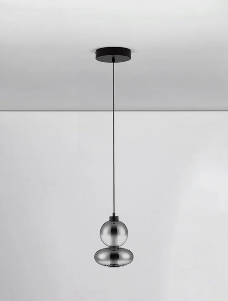 LED stmievateľný čierno-šedý moderný luster Bally