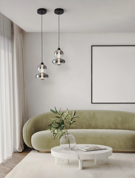 LED stmievateľný čierno-šedý moderný luster Bally
