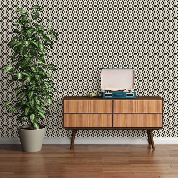 A.S. Création | Vliesová tapeta na stenu AP Jungle Chic 37707-5 | 0,53 x 10,05 m | biela, zlatá, čierna