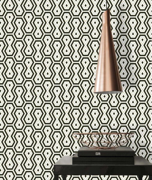 A.S. Création | Vliesová tapeta na stenu AP Jungle Chic 37707-5 | 0,53 x 10,05 m | biela, zlatá, čierna