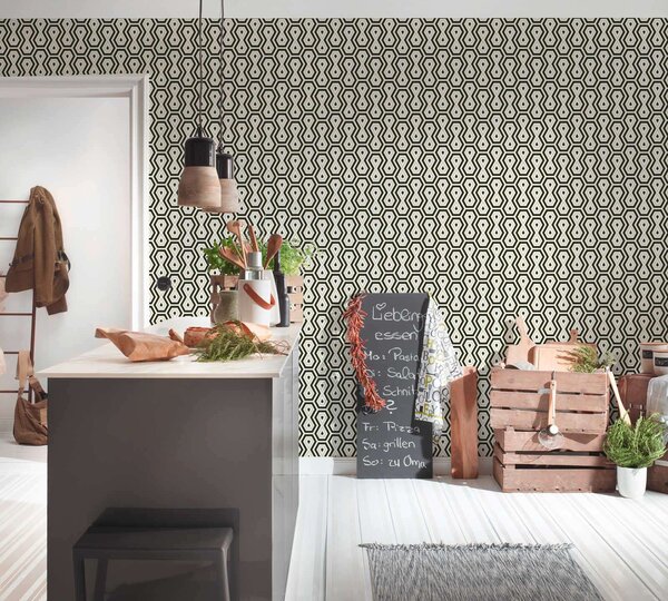 A.S. Création | Vliesová tapeta na stenu AP Jungle Chic 37707-5 | 0,53 x 10,05 m | biela, zlatá, čierna