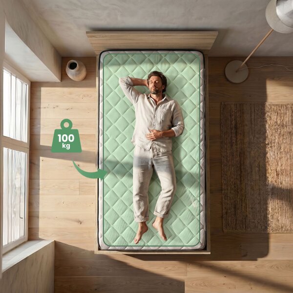Jednolôžková posteľ so zdvíhacím roštom a matracom 100x200 cm dub sonoma