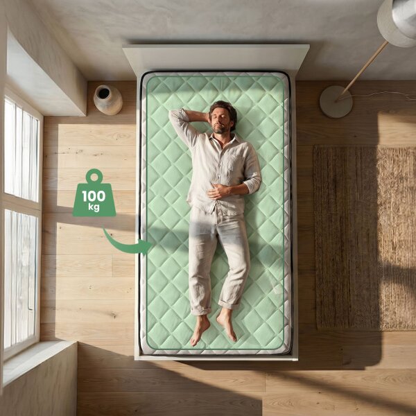 Jednolôžková posteľ so zdvíhacím roštom a matracom 100x200 cm biela