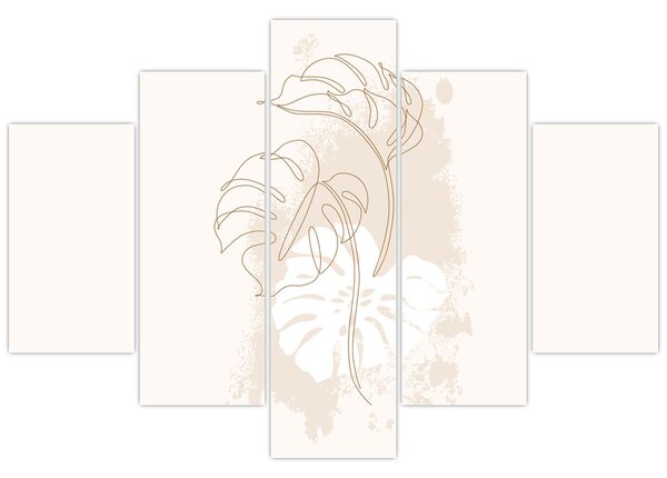 Obraz - Line art monstera N⁰1 (150x105 cm)
