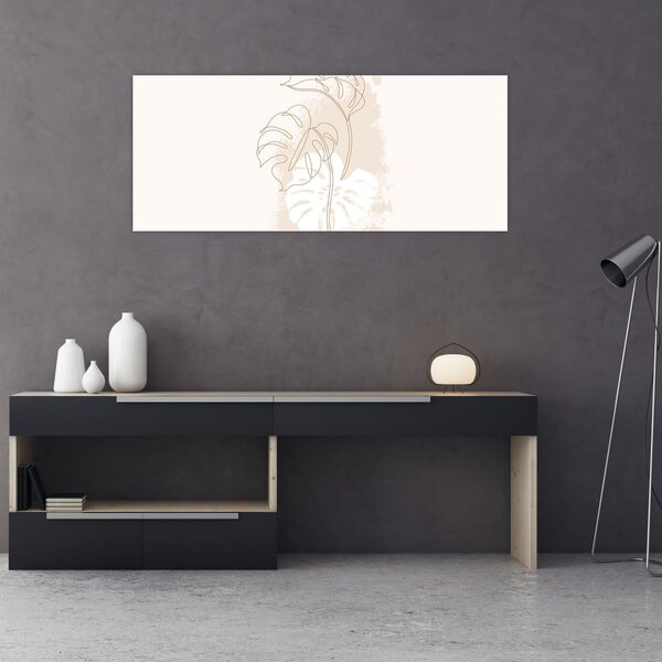 Obraz - Line art monstera N⁰1 (120x50 cm)