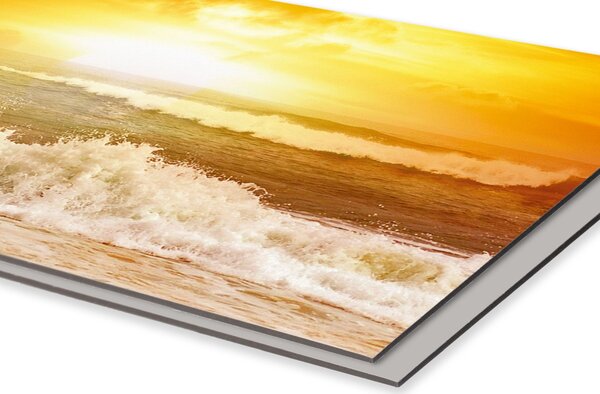 DIMEX | Dibond doska za kuchynskú linku | DBW-08040-204 Vlny v západe slnka| 80 x 40 cm