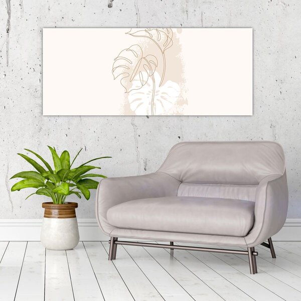 Obraz - Line art monstera N⁰1 (120x50 cm)
