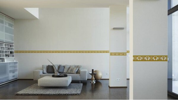 A.S. Création | Vliesová bordúra na stenu Versace 34305-2 | 9 cm x 5 m | biela, metalická, žltá