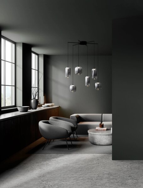 LED čierno-šedý dizajnový luster Aelia 6