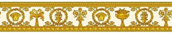 A.S. Création | Vliesová bordúra na stenu Versace 34305-2 | 9 cm x 5 m | biela, metalická, žltá