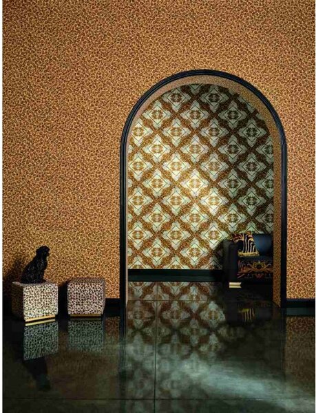 A.S. Création | Vliesová tapeta na stenu Versace 34904-3 | 0,70 x 10,05 m | žltá, hnedá, krémová, metalická