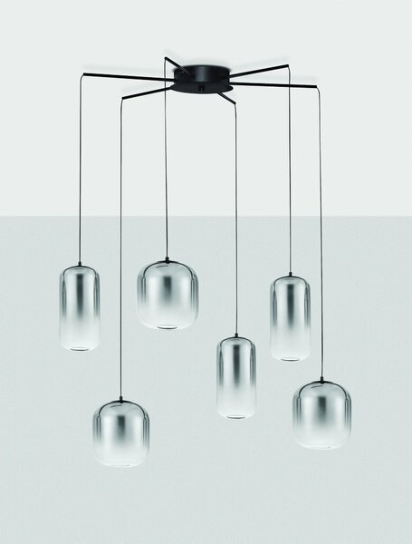 LED čierno-šedý dizajnový luster Aelia 6