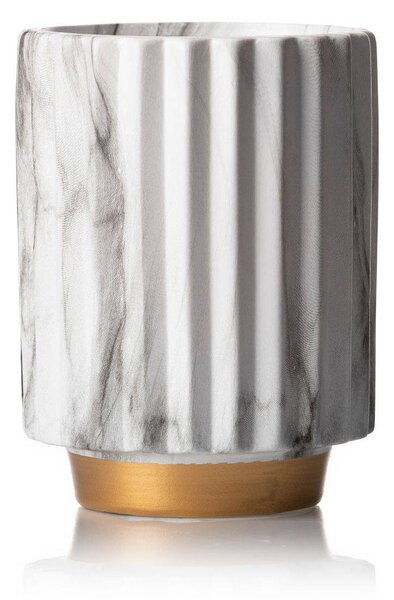 KERAMICKÝ KVETINÁČ BLUM MARBELING GOLD 16X12 CM BIELA/ZLATÁ