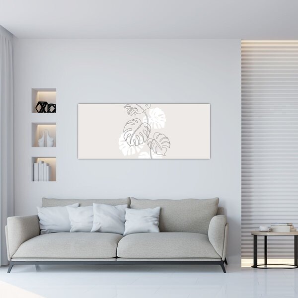 Obraz - Line art monstera N⁰3 (120x50 cm)