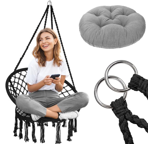 Závesné kreslo BOHO 490129A čierne