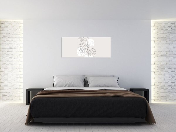 Obraz - Line art monstera N⁰3 (120x50 cm)
