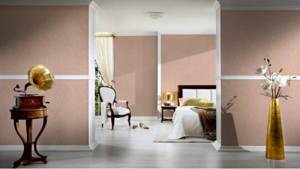 A.S. Création | Vliesová tapeta na stenu Metallic Silk 30660-4 | 0,53 x 10,05 m | ružová, zlatá