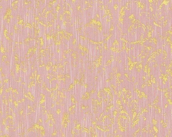 A.S. Création | Vliesová tapeta na stenu Metallic Silk 30660-4 | 0,53 x 10,05 m | ružová, zlatá