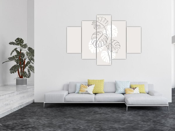 Obraz - Line art monstera N⁰3 (150x105 cm)