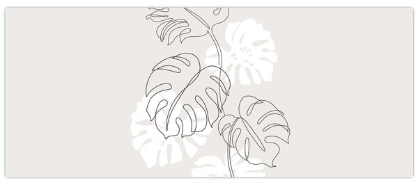 Obraz - Line art monstera N⁰3 (120x50 cm)