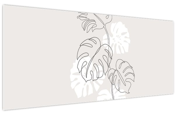Obraz - Line art monstera N⁰3 (120x50 cm)