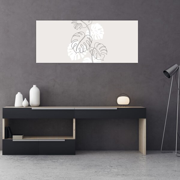 Obraz - Line art monstera N⁰3 (120x50 cm)