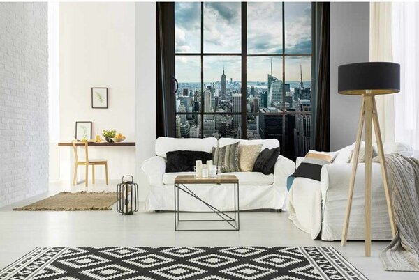 DIMEX | Vliesová fototapeta na stenu Pohľad z okna na Manhattan MS-3-0009 | 225 x 250 cm | šedá, modrá, viacfarebná