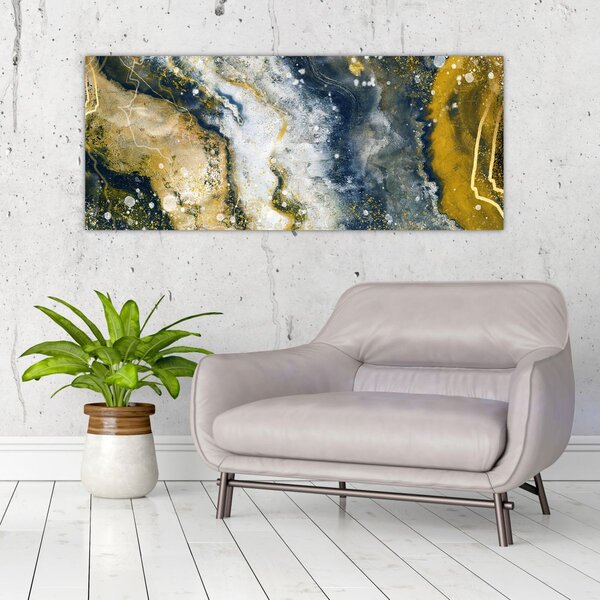Obraz - Zlatá abstrakcia (120x50 cm)