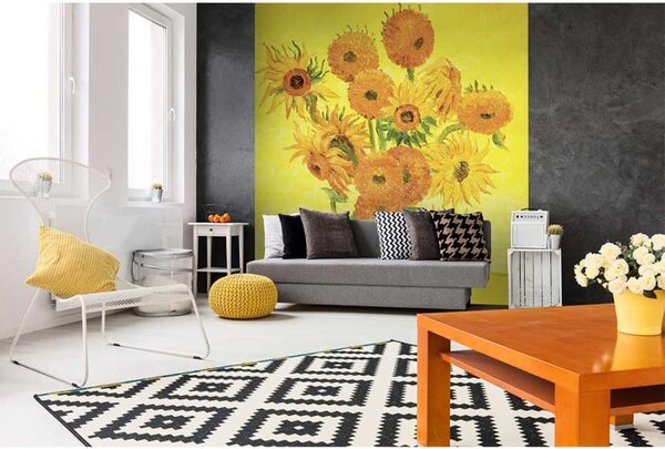 DIMEX | Vliesová fototapeta na stenu Slnečnica od Vincenta van Gogha MS-3-0252 | 225 x 250 cm | žltá, oranžová, zelená