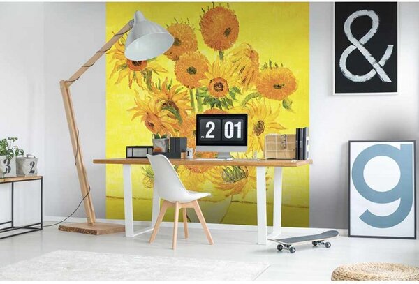 DIMEX | Vliesová fototapeta na stenu Slnečnica od Vincenta van Gogha MS-3-0252 | 225 x 250 cm | žltá, oranžová, zelená
